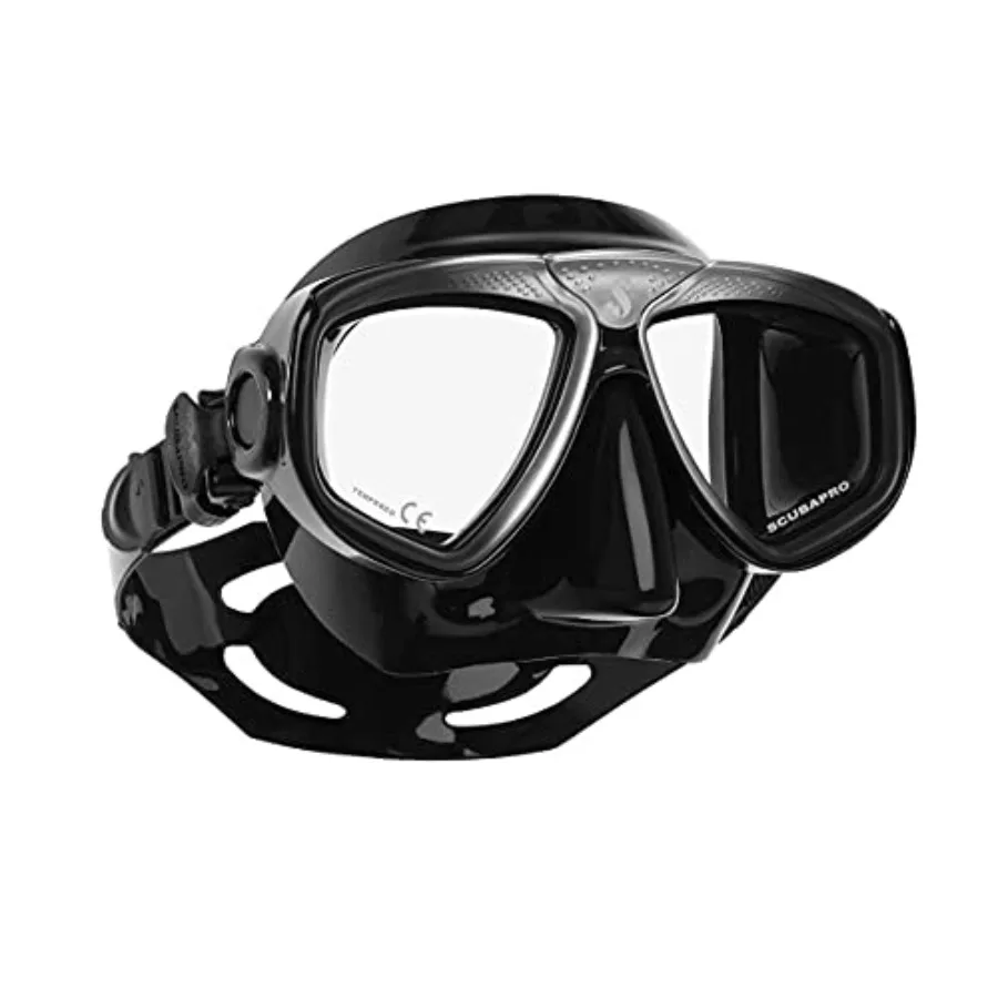Zoom Diving Mask for underwater exploration, silicone material, black color, wide-angle lens with anti-fog coating