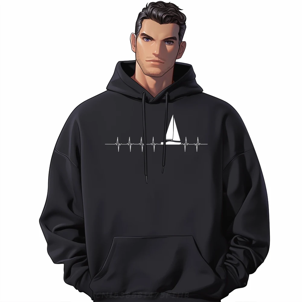 

Funny Sailing Heartbeat Wholesale Hoodies 100 Pcs Man Clothes Oversize Long Sleeve Man Sweatshirts