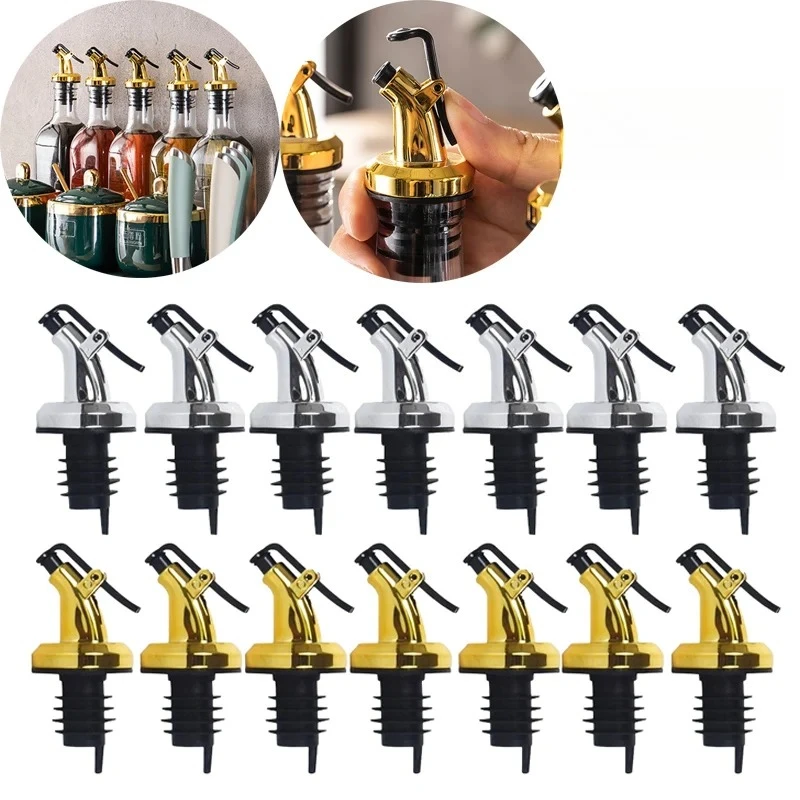 Controlled Flow Sealed Olive Oil Bottle Whisky Liquor Dispenser  Pour Spout Kitchen Press Type Condiment Cap Mouth Accessory