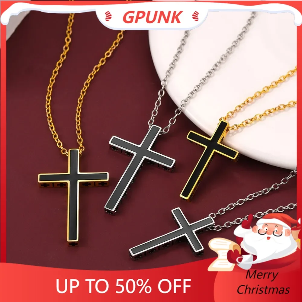 Fashion Stainless Steel Catholic Cross Pendent Necklace for Men Women Christian Jewlery Accessaries Hot Sale Birthday Gifts