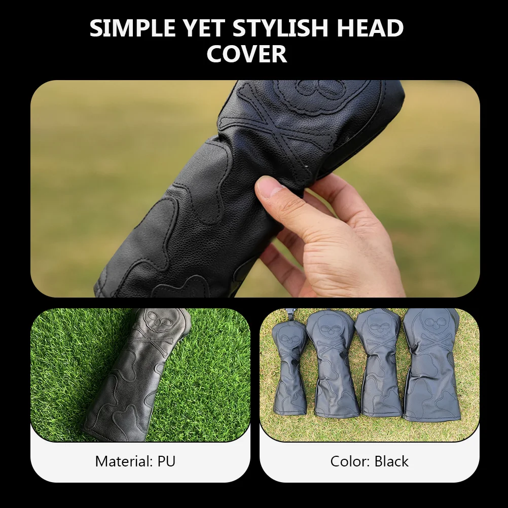 قطعة واحدة من غطاء رأس نادي الجولف PU نمط جمجمة مقاوم للطقس غطاء رأس جولف واقي لحماية النادي #3