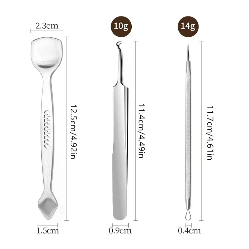 أداة إزالة الرؤوس السوداء ذات الرأس المزدوج من الفولاذ المقاوم للصدأ أدوات إزالة حب الشباب والزهم للعناية ببشرة الوجه