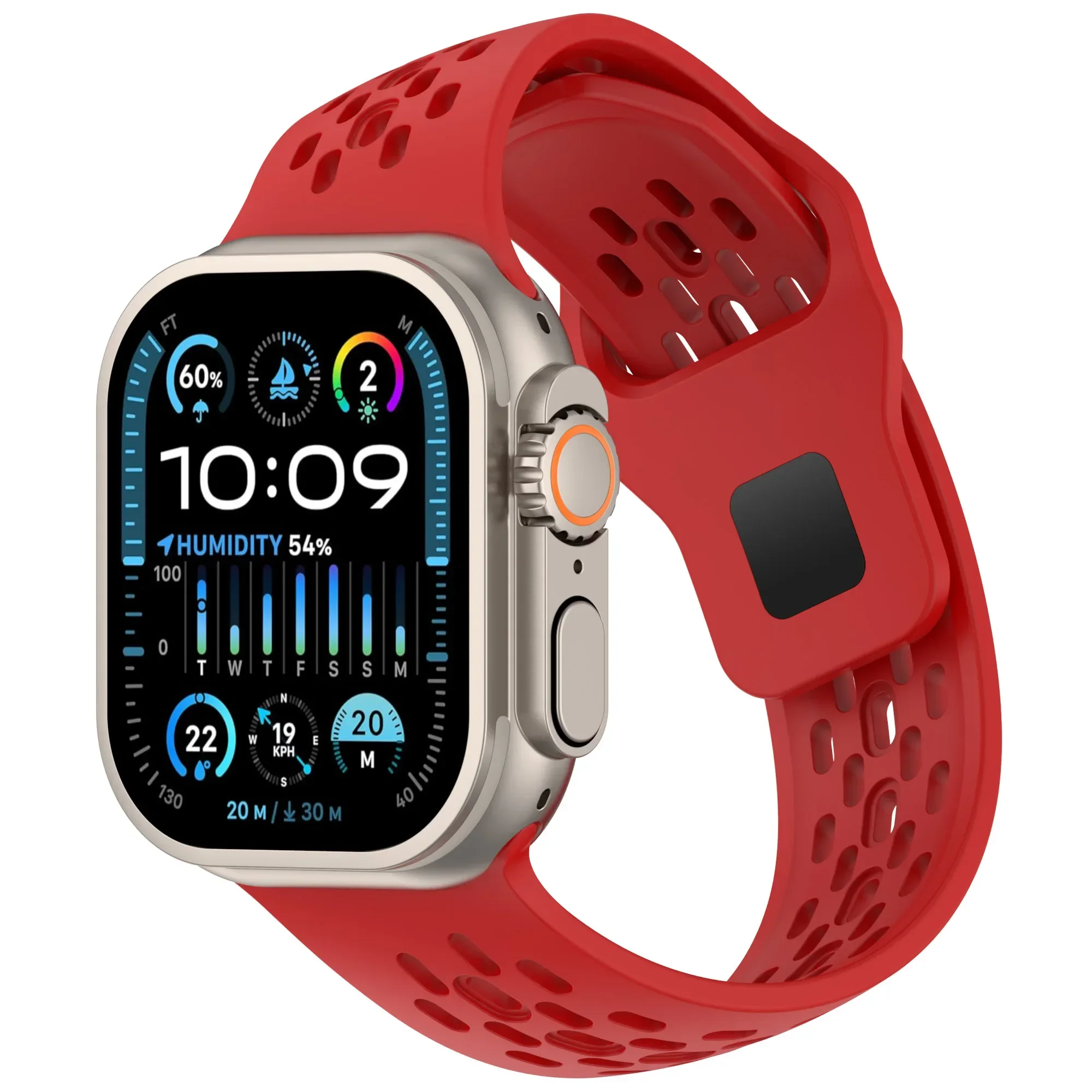 Schräges Design Silikonarmband für Apple Watch Band 41mm 46mm 45mm 44mm 42mm Atmungsaktives Sport-Armband IWatch 11 10 9 8 7 Ultra – Detail 2