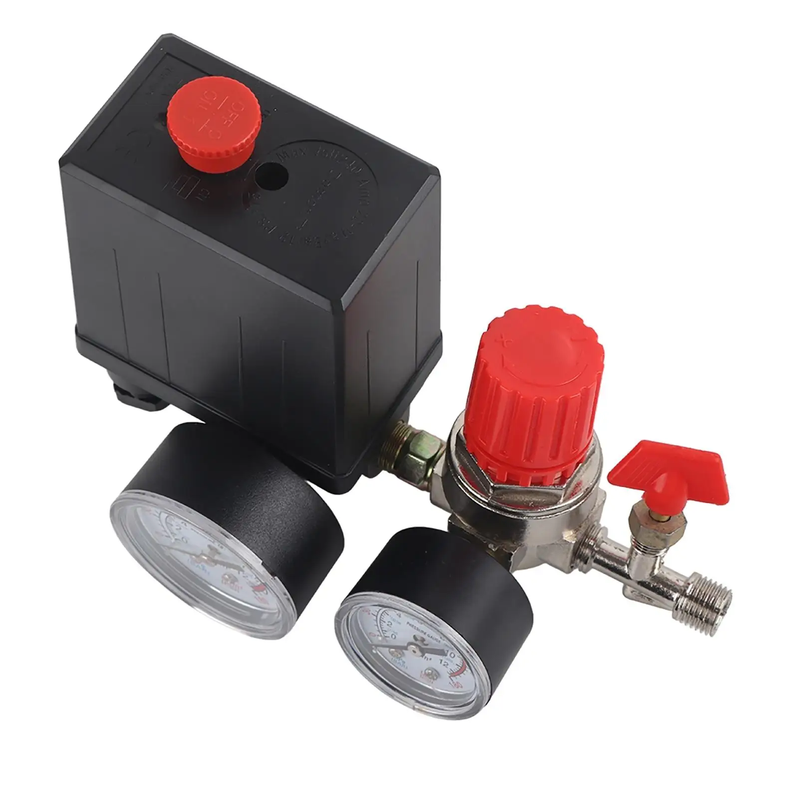 

Compact Air Compressor Pressure Switch Control Valve with Gauges – Regulator for Optimal Performance