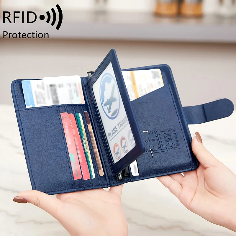 RFID anti-theft brush travel passport set PU leather credit card wallet set passport bag for men and women travel accessories