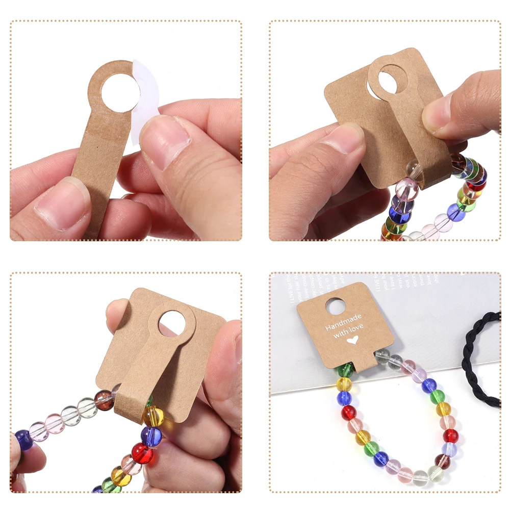 50pcs/lot Foldable Self Adhesive Jewelry Display Cards Bracelet Necklace Packaging Hang Tags for DIY Jewellery