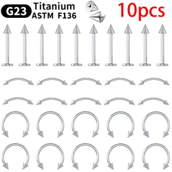 Wholesale 10PCS G23 Titanium Piercing Labret Lip Stud Eyebrow C rod For Earrings Nose Ring Body Jewelry Internal/External thread