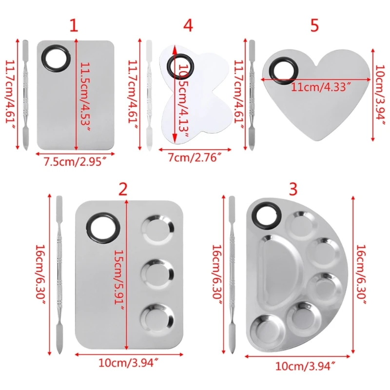 Лоток для палитры красок из нержавеющей стали, набор шпателей для смешивания стержней для дизайна ногтей