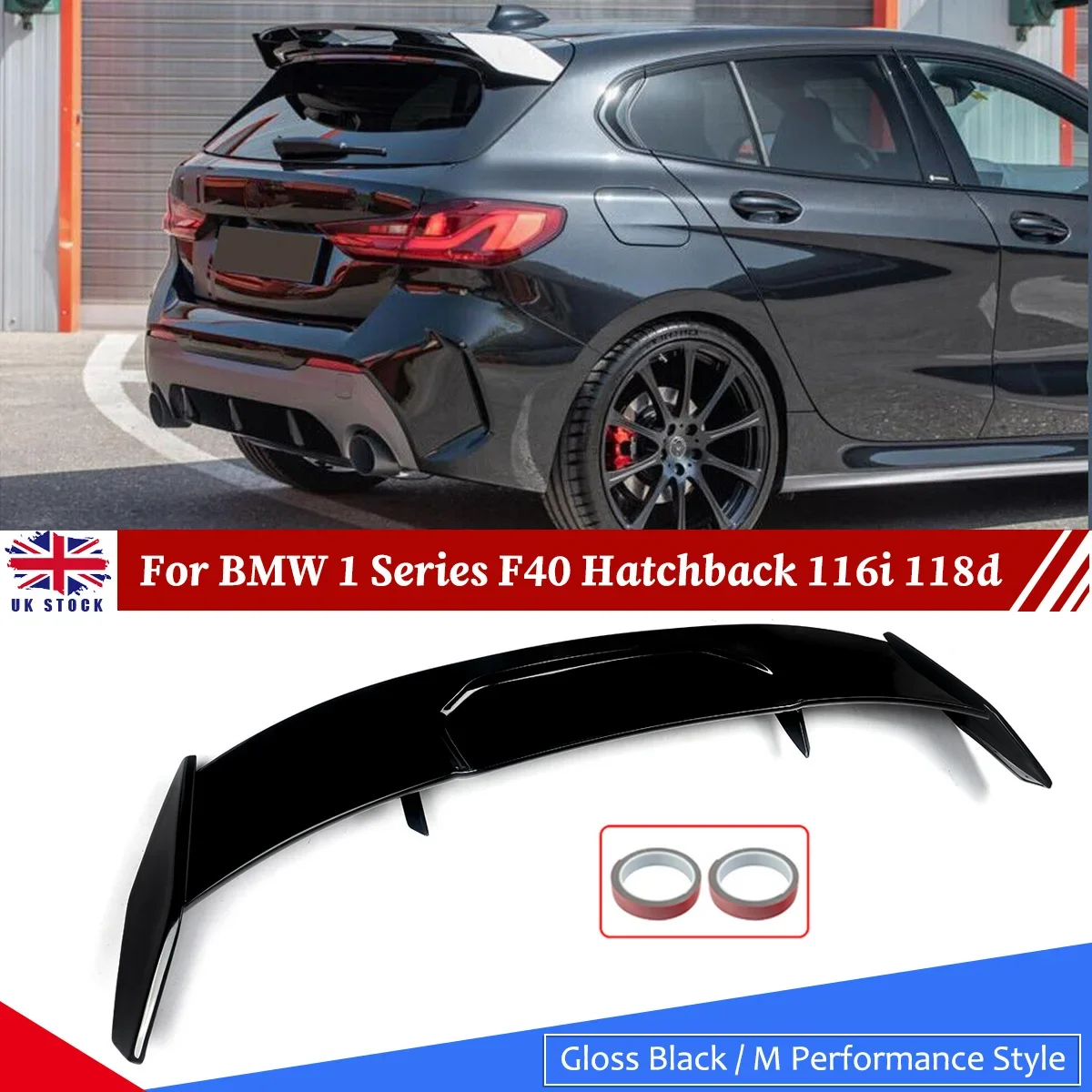 Gloss Black Rear Roof Spoiler for BMW 1 Series F40 118i M Sport M135i 2020-2022