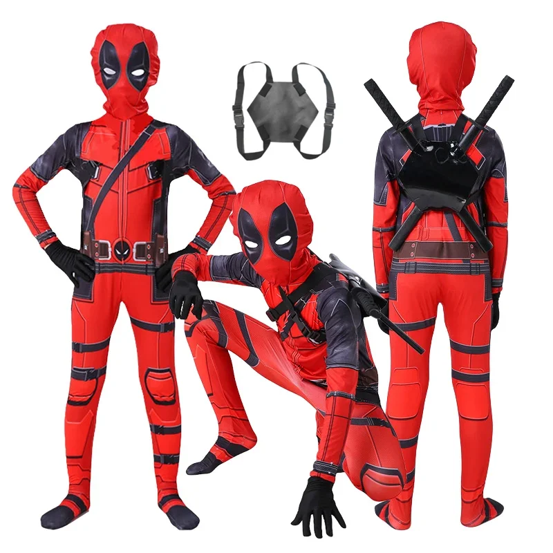 MINISO Дэдпул косплей детский маска костюм комбинезон супергерой боди Хэллоуин вечерние костюм Человека-паука наряды для взрослых и детей