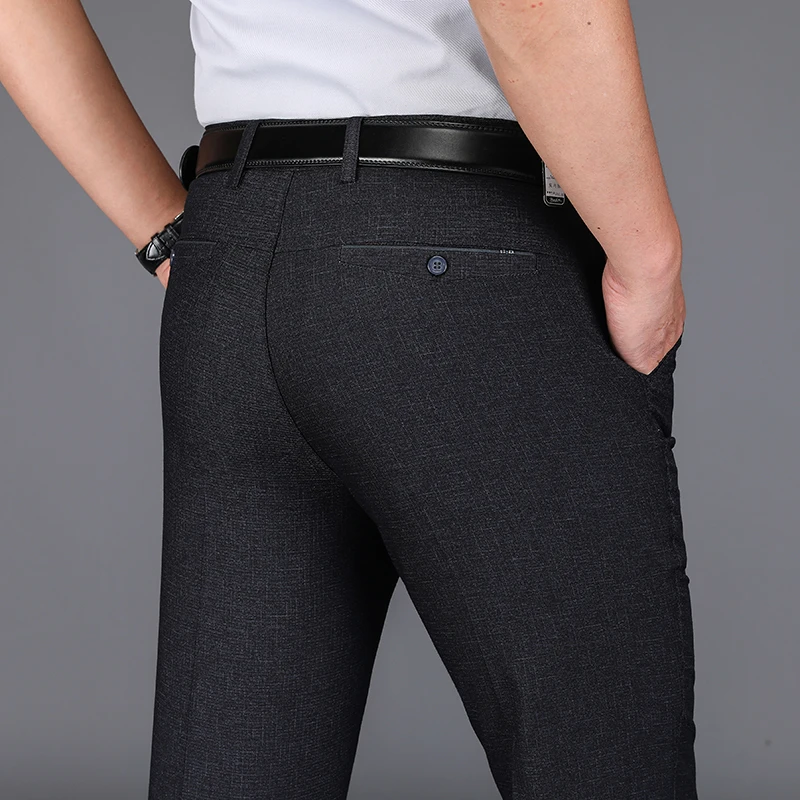 Pantalon d'été pour hommes d'âge moyen, grande taille, droit, polyvalent, simple, classique, bureau, haut de gamme, décontracté