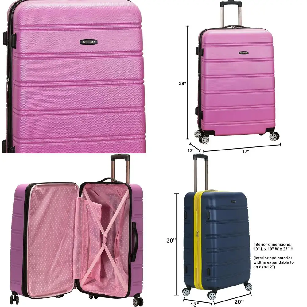 Expandable Hardside Spinner Luggage, Pink, Large 28 - Rockland Melbourne Collection