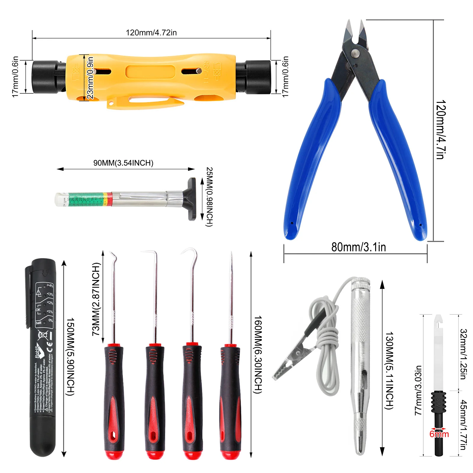 Terminal Removal Tool Kit Terminal Ejector Kit Depinning Key Tool Wire Connector Pin Release Extractor Tool With Pick Hook Set