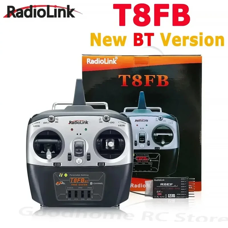 

Radiolink T8FB BT 8-канальный радиоконтроллер 2,4G с приемником R8EF, дистанционный передатчик для FPV дрона, самолет с фиксированным крылом