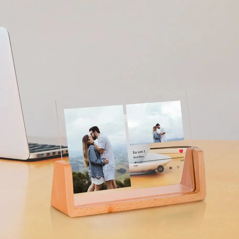 Customized Photo Frame for Wife Husband Gifts Personalized Wooden Music Desktop Photos Frames Custom Picture Frame Wholesale