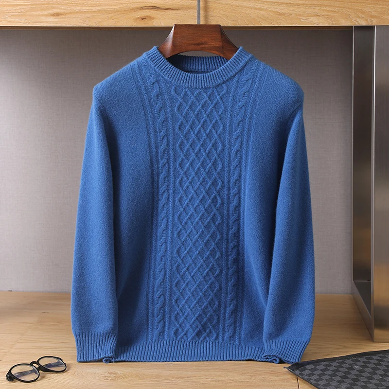 Men's Round Neck Pullover 2023 Autumn/Winter Fashion New Thick Underlay Warm Woolen Sweater Trend Sweater