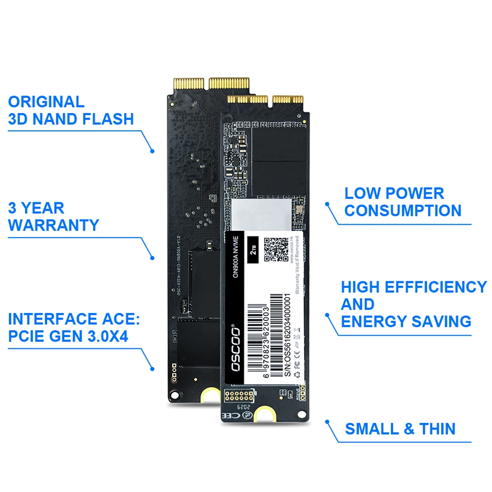 Imagem -04 - Oscoo-unidade de Estado Sólido Interna com Ferramentas Ssd Nvme m2 512gb 1tb Pcie 3.0x4 Macbook Air A1465 A1466 A1398 A1502 A1419 A1418