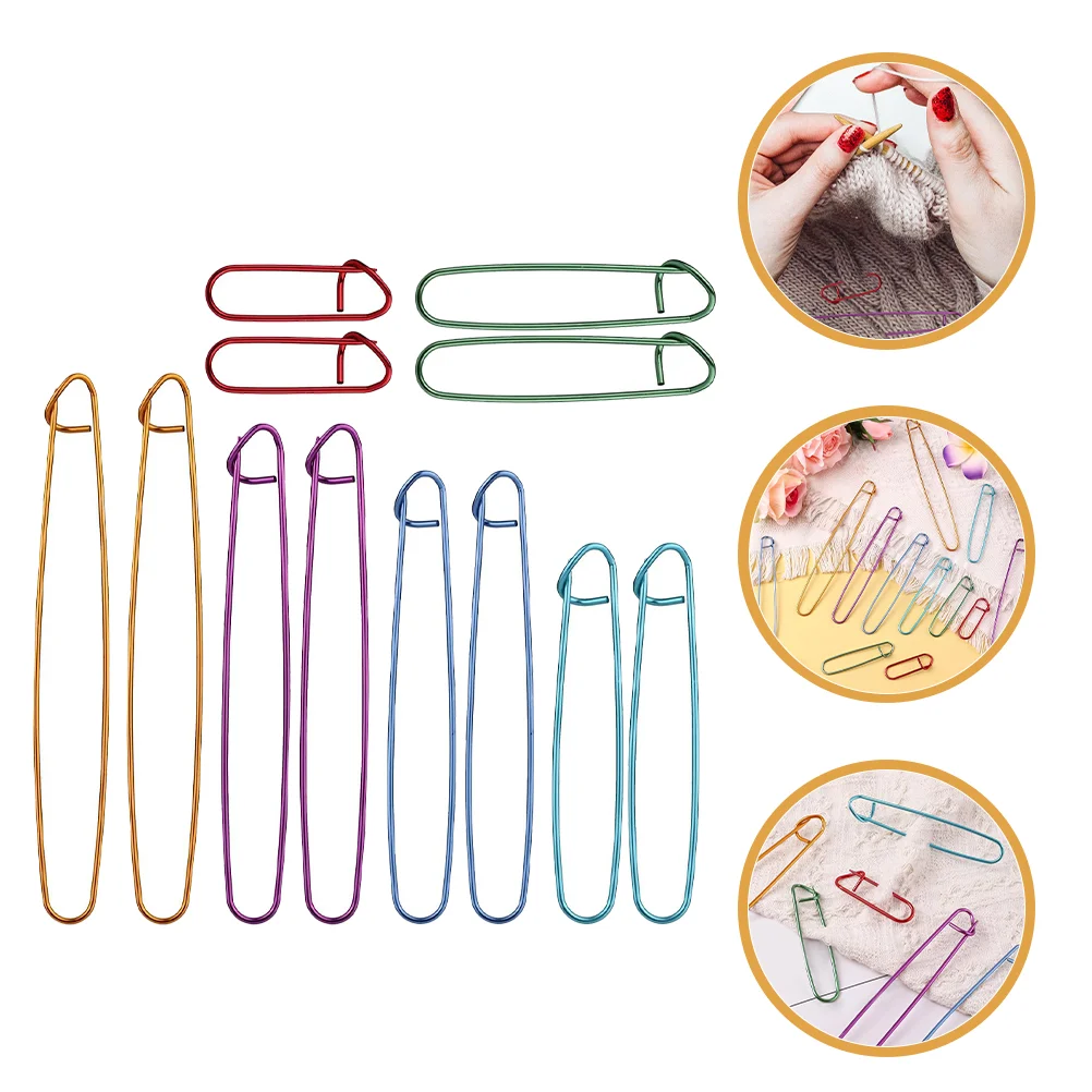 12 Pcs Colorful Crochet Tools Needles Yarn Stitch Holders for Knitting Aluminum Accessories Quilting Pins