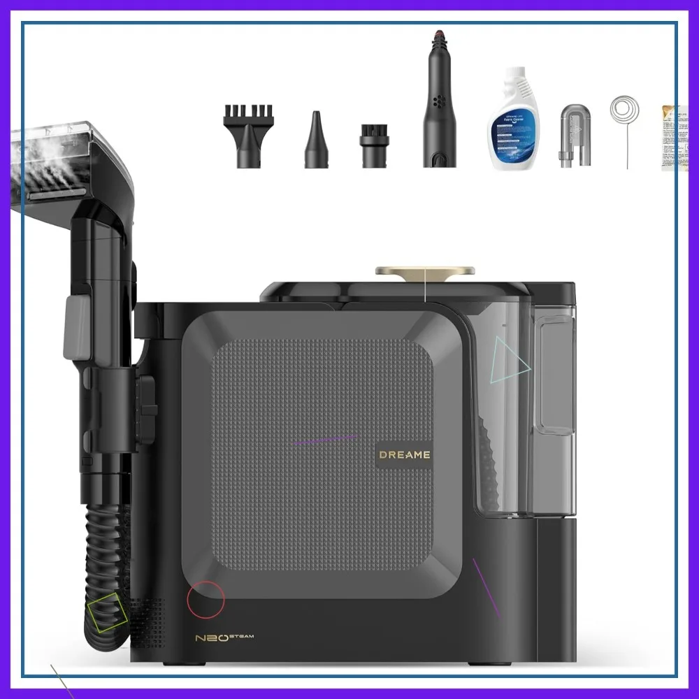Portable Carpet Cleaner with Steam & Hot Water Wash, 17Kpa Suction for Home