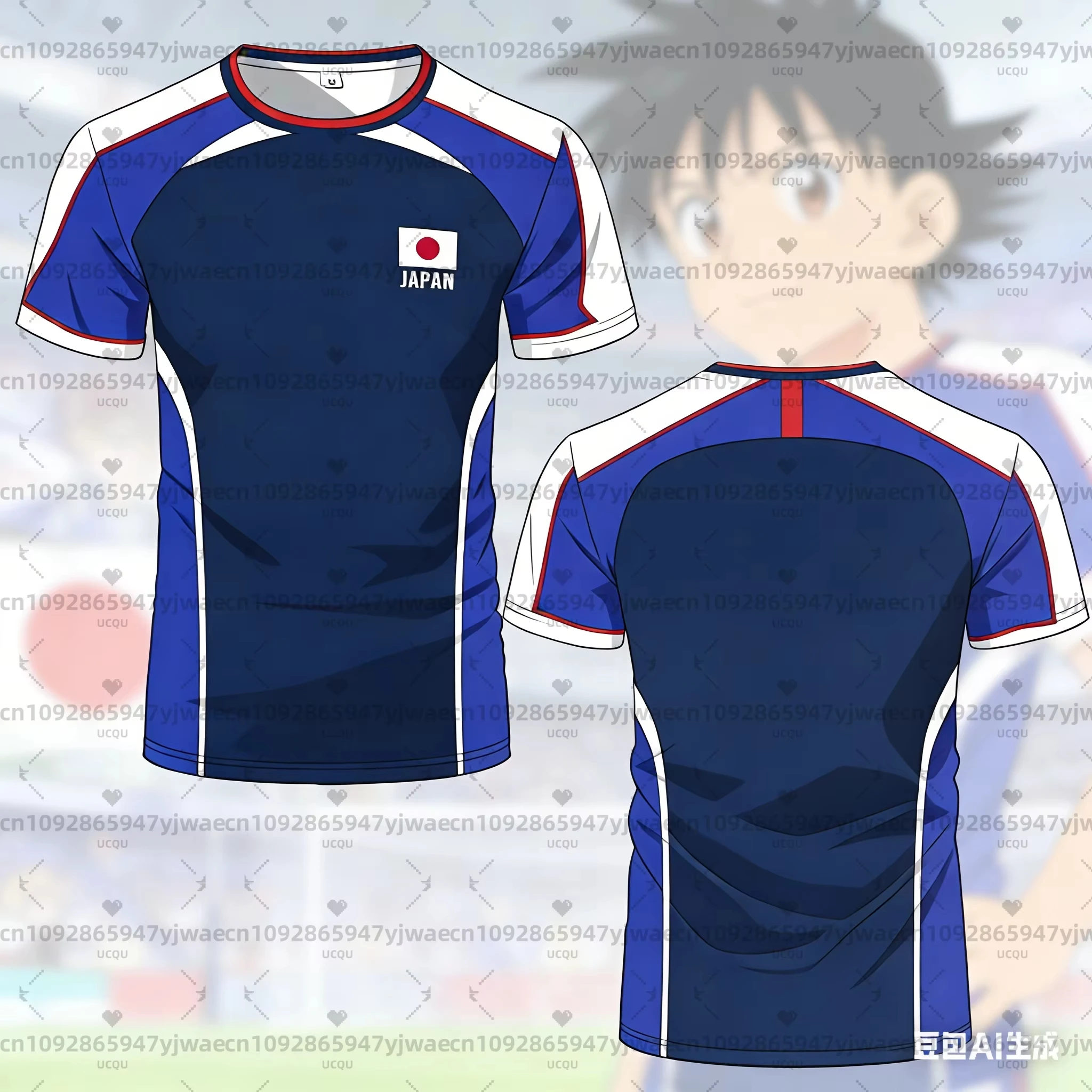 Anime Captain Tsubasa Japanese Flag Jersey Breathable Quick-drying Sports T-shirt For Men And Women parent-child t-shirt