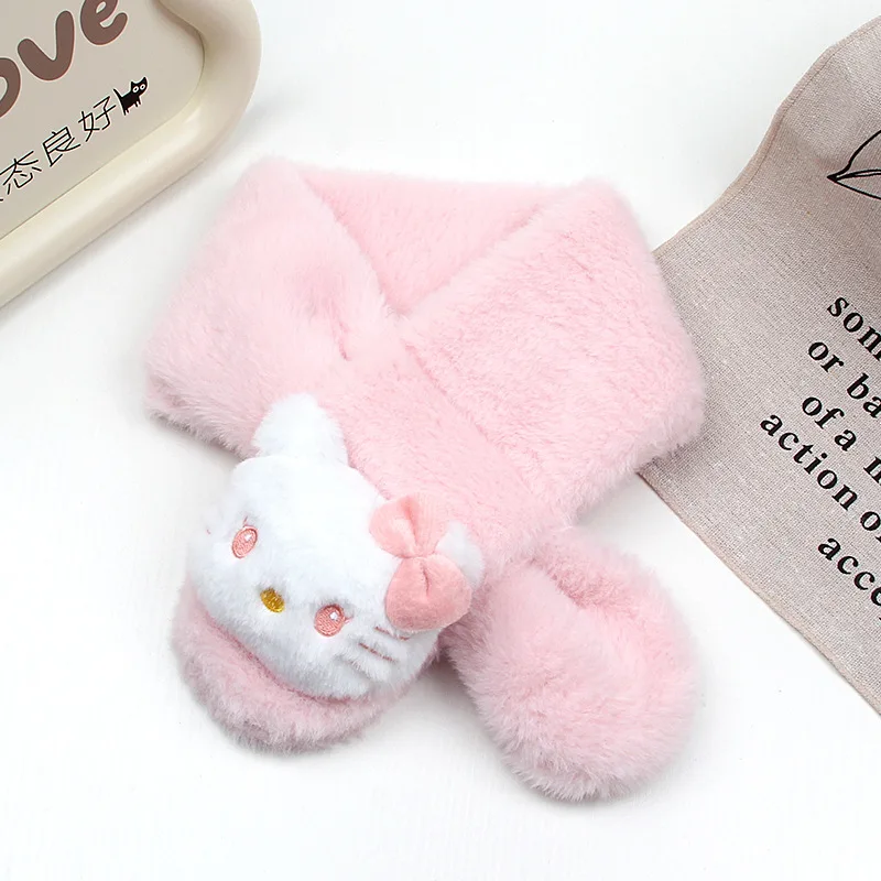 مرحبا كيتي الخريف والشتاء سانريو وشاح الأطفال الوالدين والطفل أفخم سميكة وشاح الطفل الكرتون النسخة الكورية وشاح دافئ