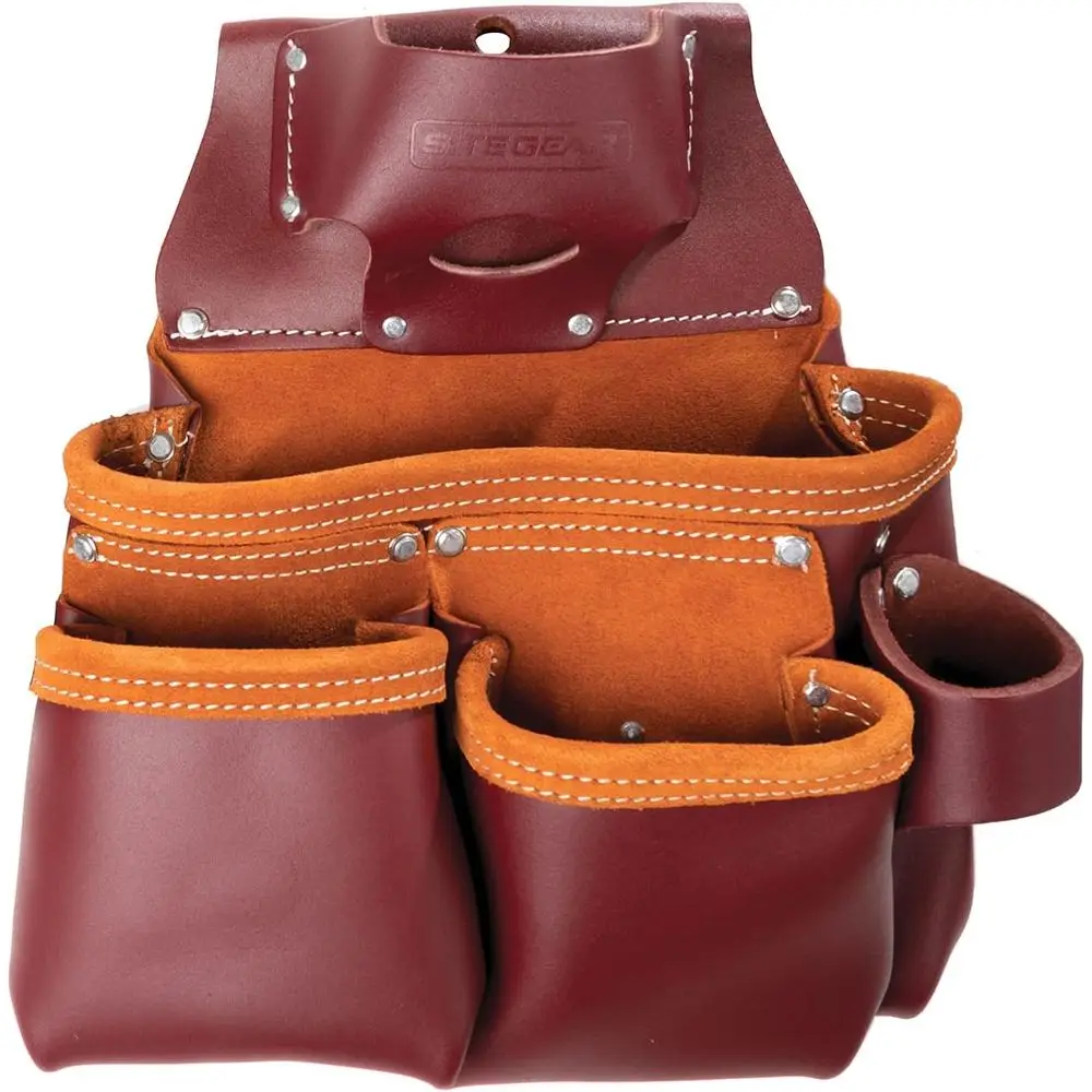 

Leather Pro 3-Compartment Tool Bag with Integrated Tape Dispenser