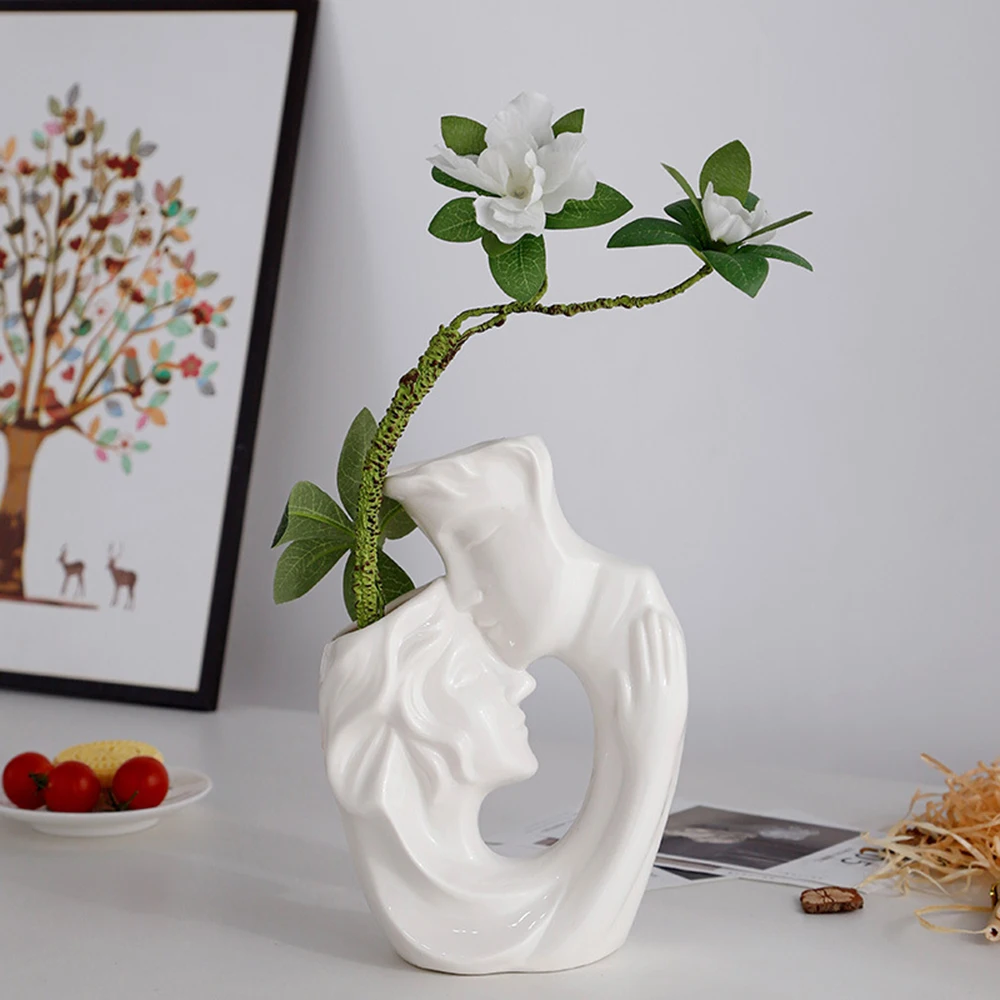 Kuss Charakter Paar Vase, Keramik Handwerk Ornament, Büro Zuhause Wohnzimmer Dekoration Geschenk, Paar, Vase