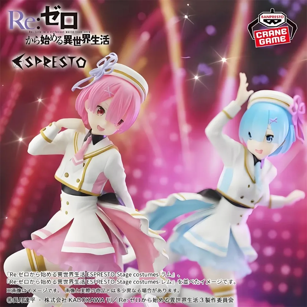 Em estoque bandai banpresto anime espresto re: zero-início da vida em outro mundo rem ram figura de ação modelo ornamento brinquedo presente