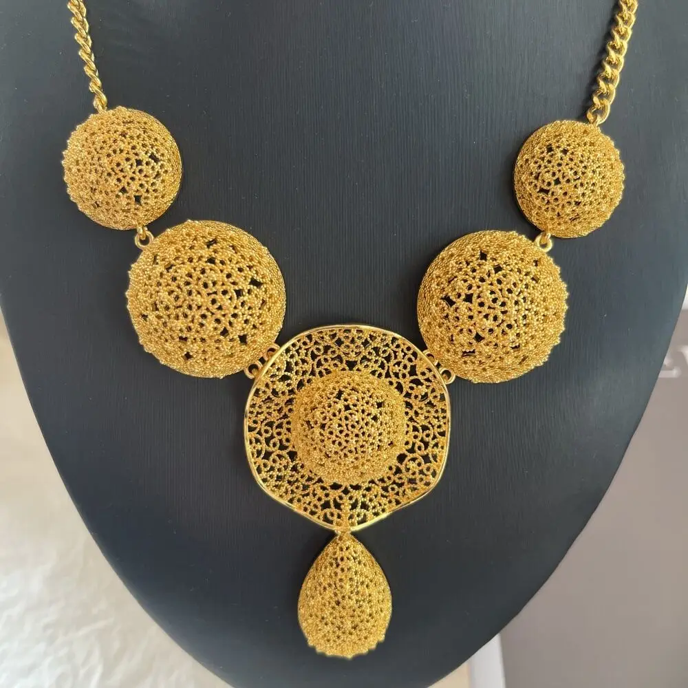 Dubai Italy New Gold Plated Alloy Necklace Earrings Wedding Party Jewelry Set Gift for Lover YY10698 - view 5