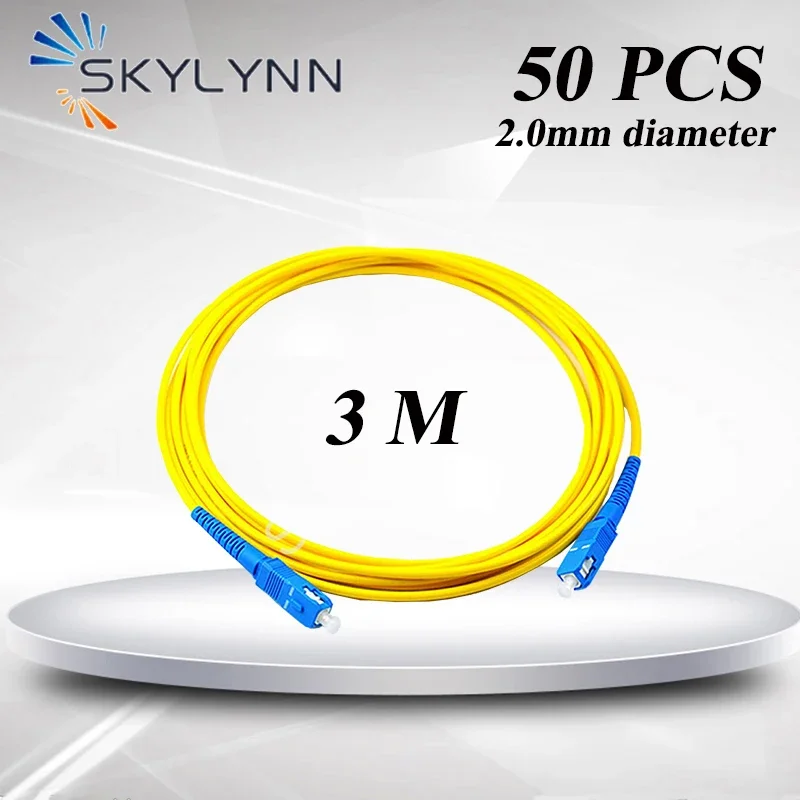 

50PCS 3 Meter Length SC/UPC-SC/UPC SM G652D/G657A1/G657A2 SX Core 2.0mm Yellow LSZH Jacket Fiber Optic Patch Cord