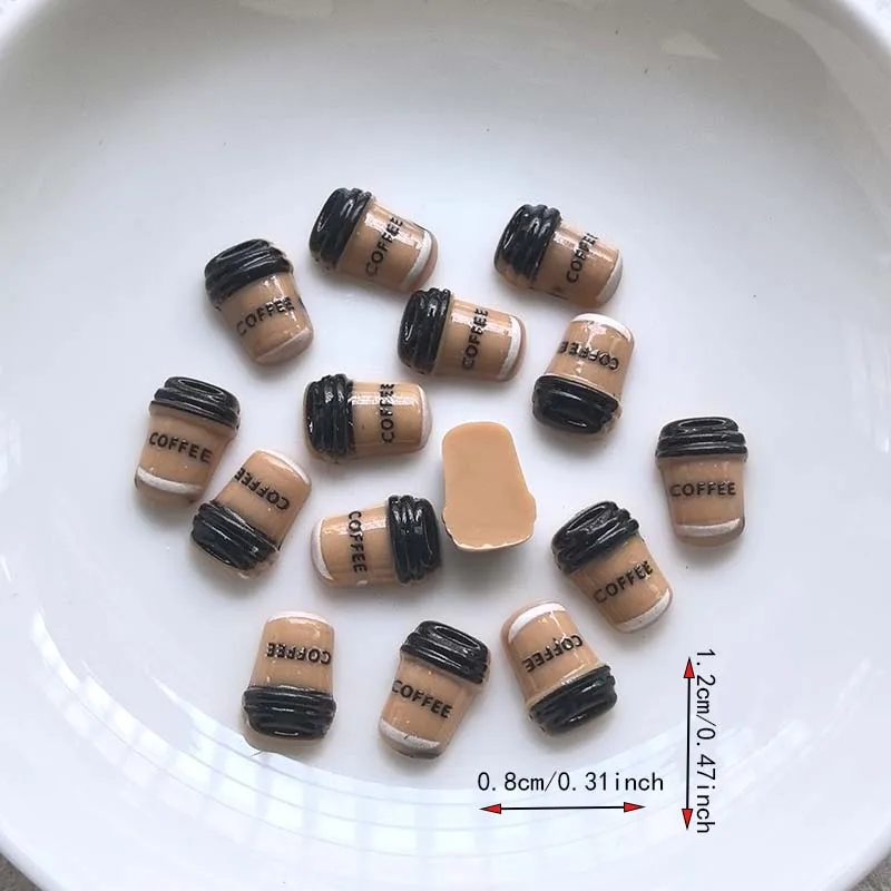 40pcs Cute Mini Coffee Beverage Nail Water Diamond Flat Resin Jewelry Suitable for Nail Decoration Products