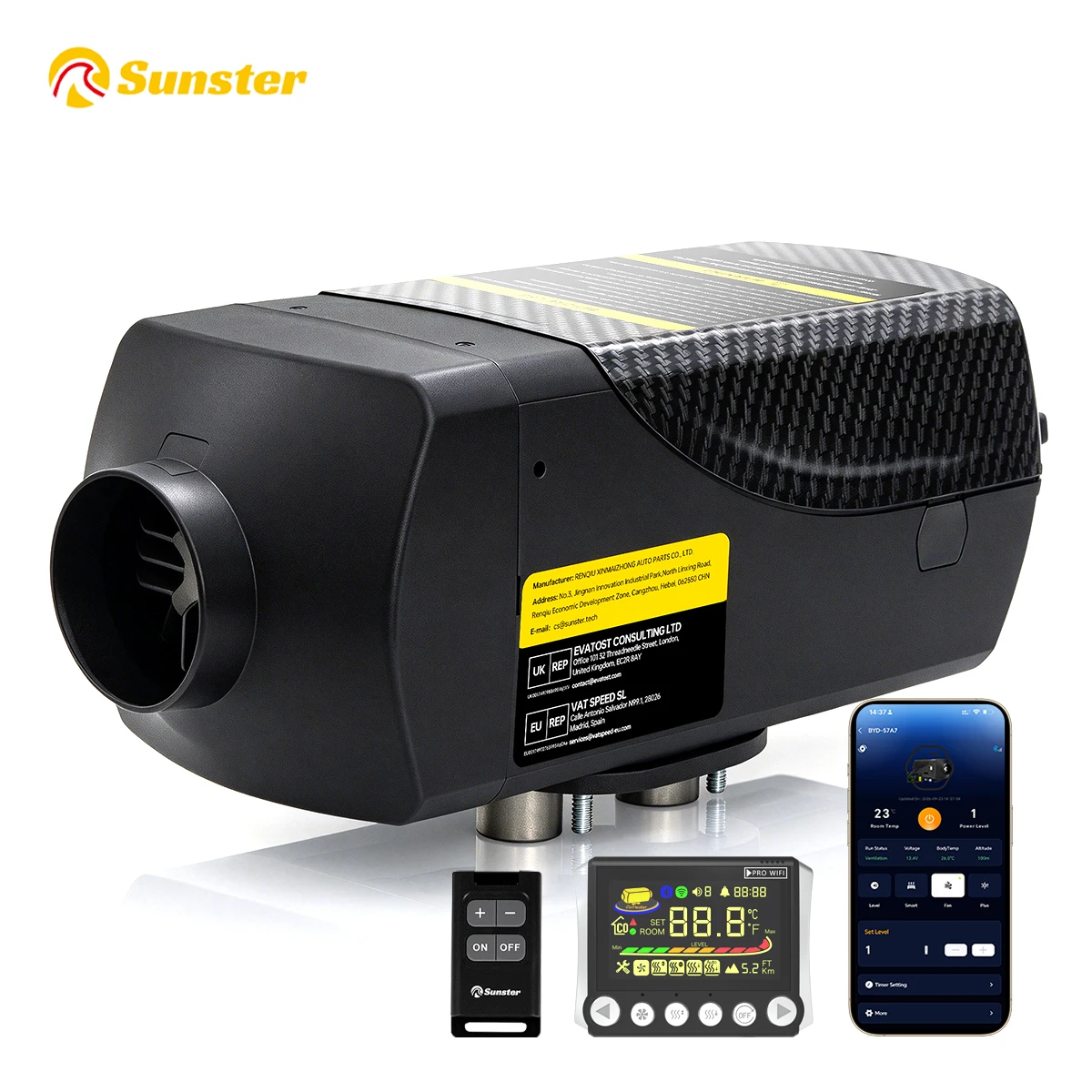 8KW Split Type Diesel Air Heater 12V 24V WiFi Bluetooth LCD Remote Control Portable Parking Heater Kit for Truck RV Camper Van Caravan Trailer