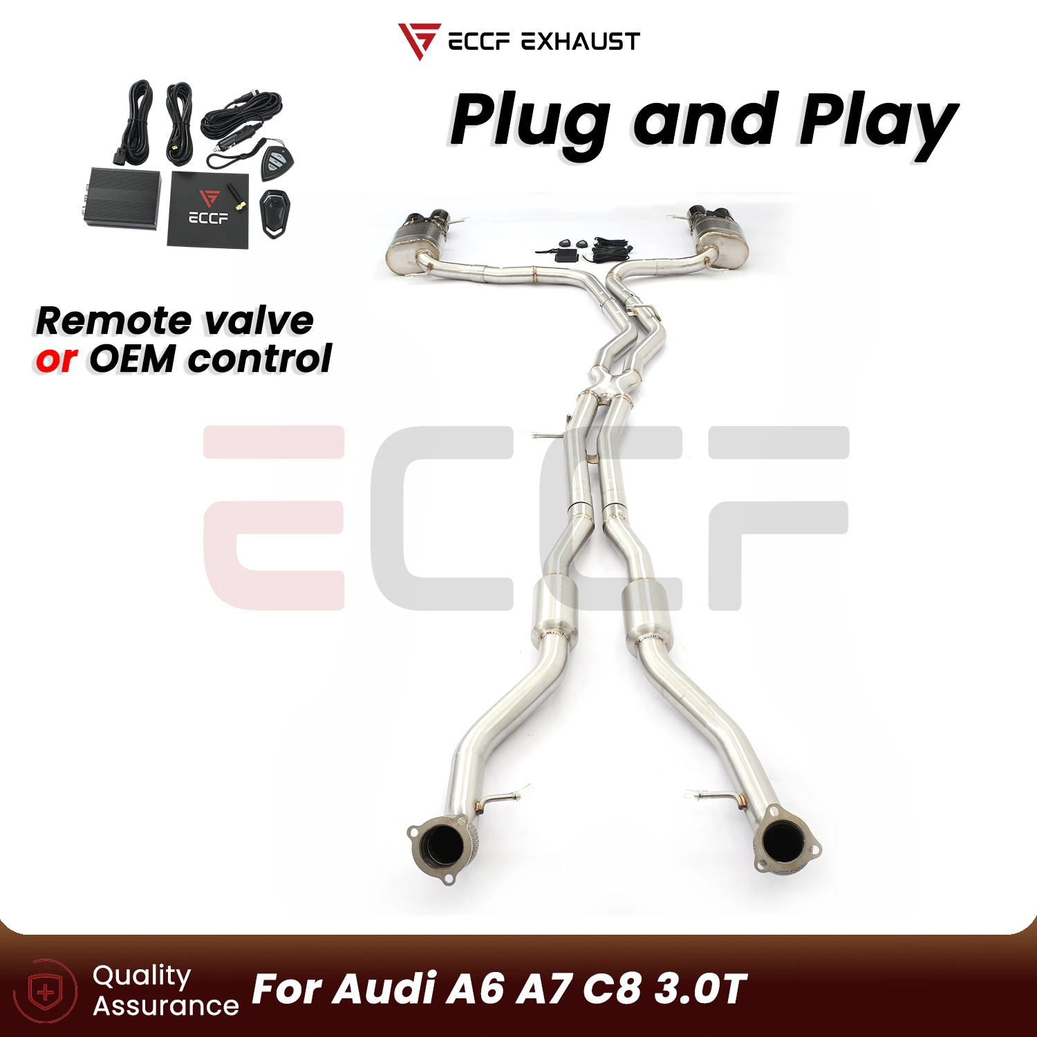 

Sporty Stainless steel Complete exhaust system FOR Audi A6 A7 C8 3.0T Aggressive Sound Plug and Play Performance Upgrade