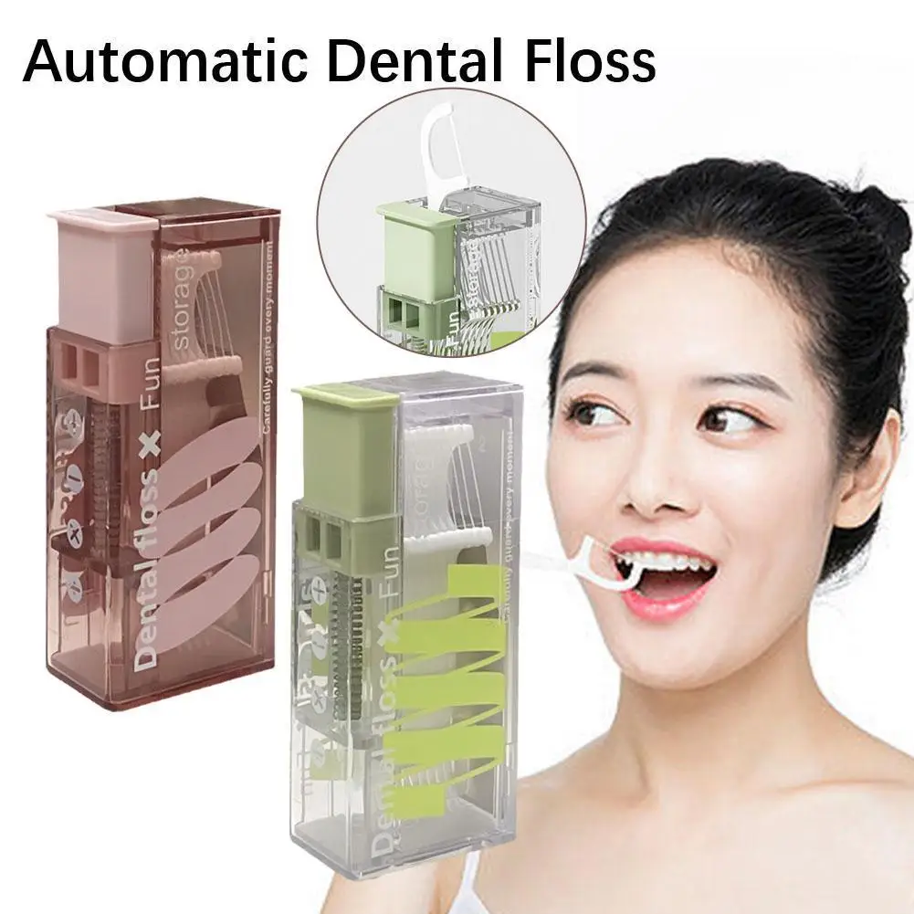 

Portable Floss Storage Box Auto Refillable Oral Hygiene Care Floss Pick Floss Dispenser Contains 10Pcs Floss