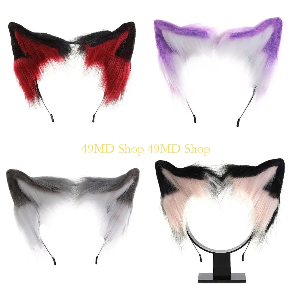 

49MD Anime Cosplay Props Hair Hoop Furry Hair Styling for Halloween Headband Furry Kitten Animal Carnivals