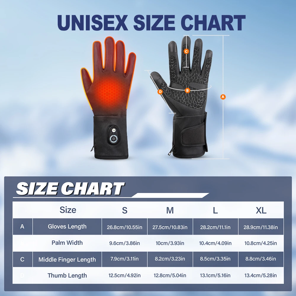 Guante calefactor deportivo eléctrico con batería de litio recargable para invierno, guantes calefactables con batería de 7,4 V y 2200Mah para montar en bicicleta