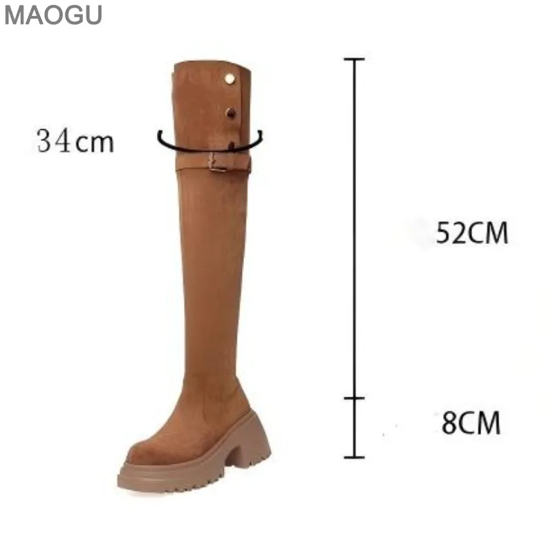 Maogu 2025 Over The Knee Boots Slim Stretch Fabric Winter Platform Heels Long Boots Sexy Shoes High-heeled Women Sock High Boots