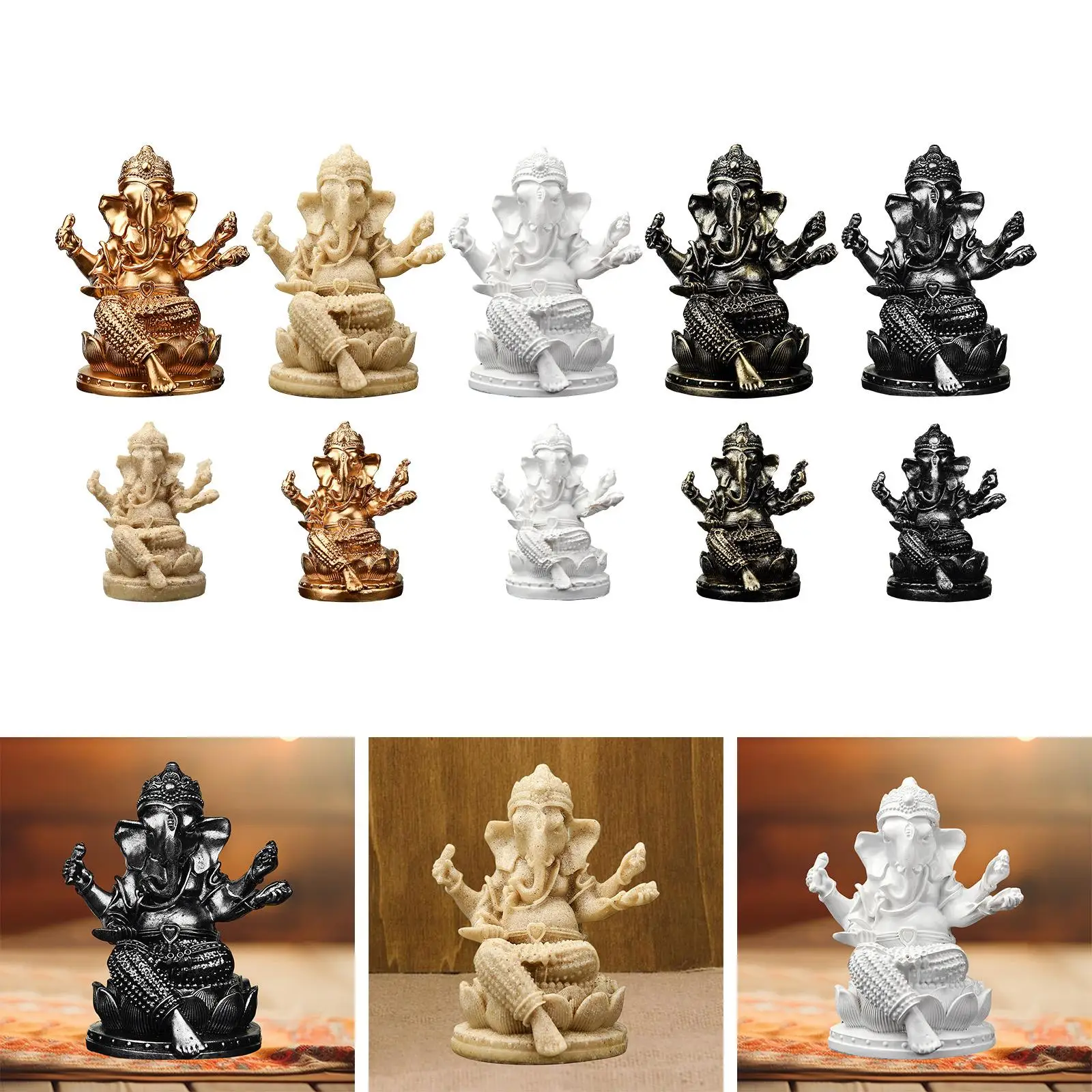 Lord Ganesha Statue Resin Art Collectibles Decorative Sculpture Figurine Ornament for Office Desk Buddha Decor