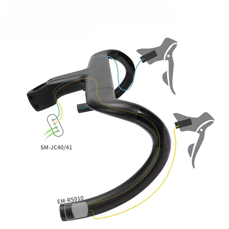 TOSEEK TKR01 OEM Road Bike Full Internal Cable Routing Bicycle Handlebar Carbon Integrated Handlebar Cycling Parts