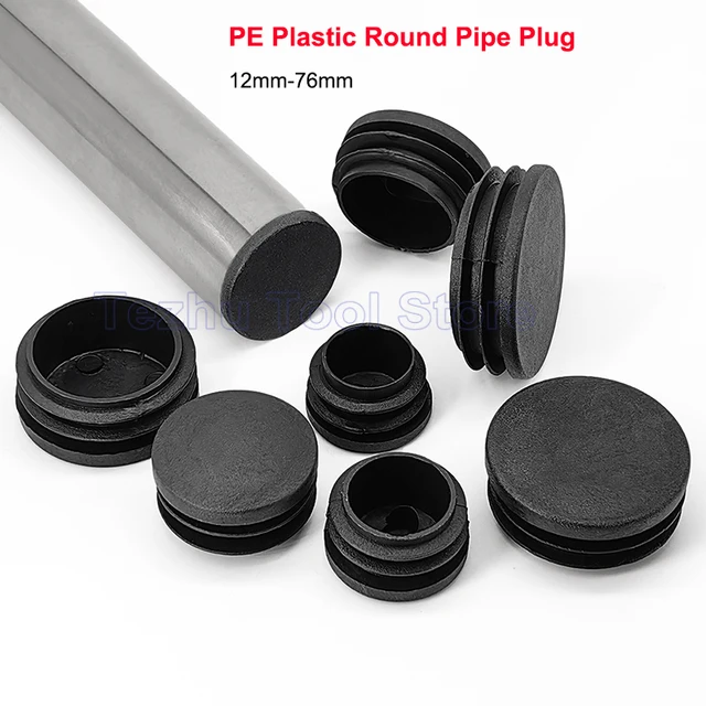 Czarny PE Plastikowy okrągły korek do rur Krzesło Antypoślizgowe podkładki pod stopy Uszczelniające korki Pokrywa 12mm 14mm 16mm 19mm 20mm 22mm 25mm 28mm 30mm-76mm