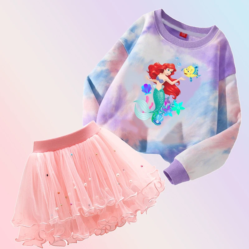 La sirenetta ragazza abito t-shirt tutù gonna vestito vestito vestito festa di compleanno costume capretto top a maniche lunghe vestiti autunnali