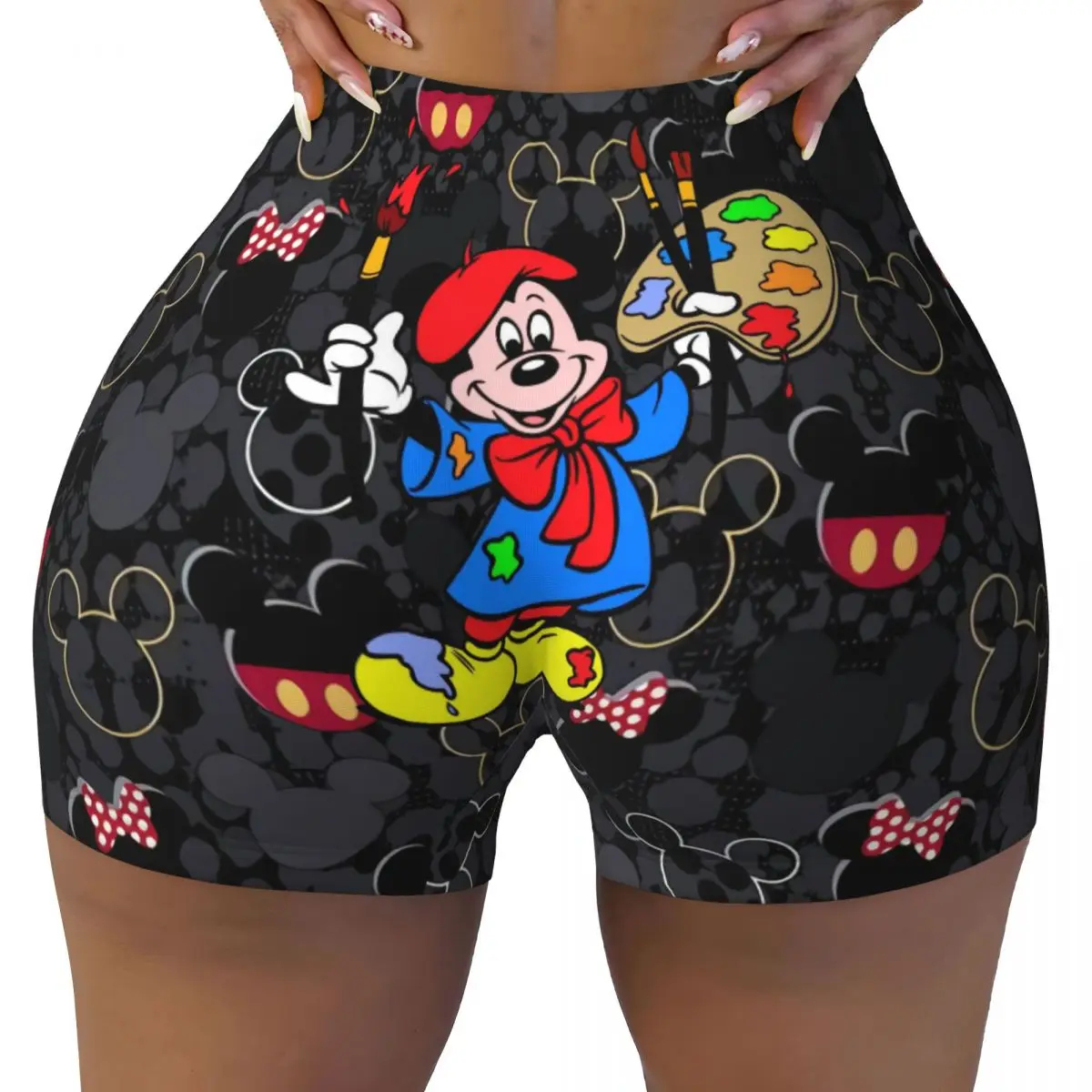 

Custom Mickey Mouse Workout Shorts for Women Mickey Mouse Gym Running Biker Yoga Shorts