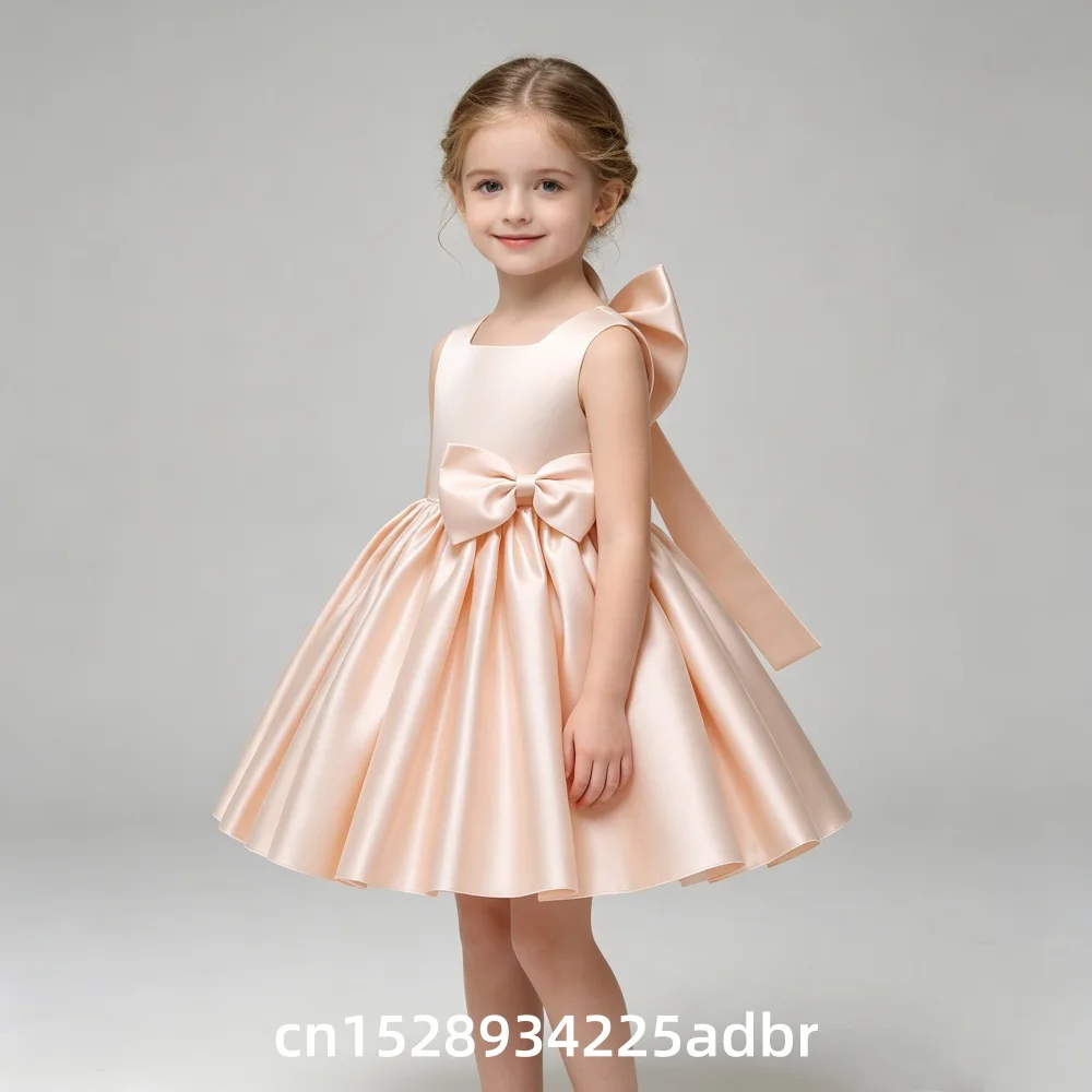 Girls Bow Princess Dresses Kids Baptism Evening Tutu Girl Birthday Party Christening Gown Ball Children Clothes ballet