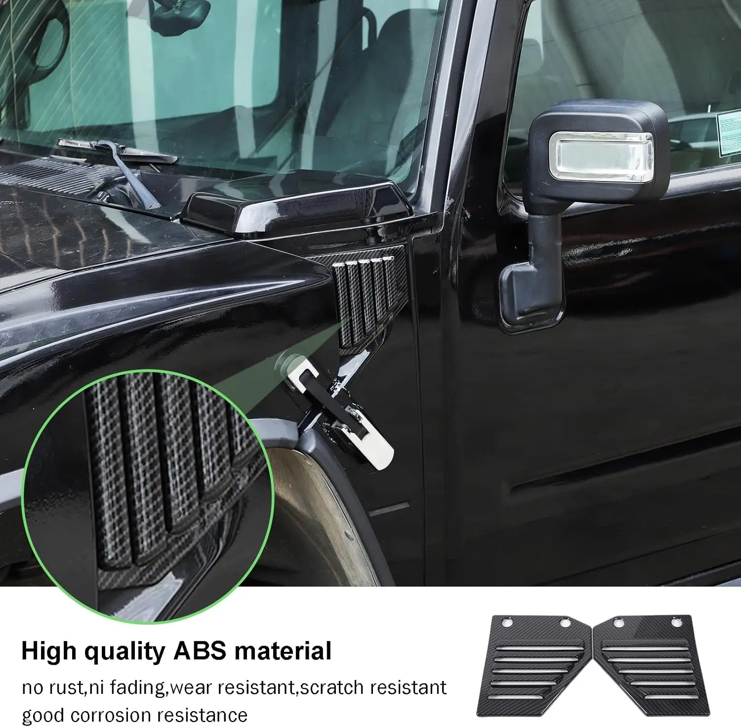 2 PCS ABS Front Hood Side Vent Intake Covers Accessories Bezel For Hummer H2 SUT SUV 2003-2009 Car Moulding Scoop Trim
