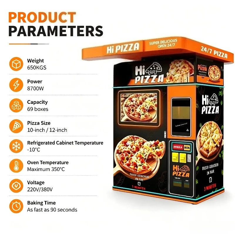 Top Quality Automated Fresh Pizza Vending Kiosk For Campus Canteens Durable Unmanned Retail Food Equipment Factory Sale