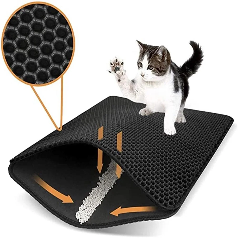 

Cat Litter Mat Double Layer Waterproof Urine Proof Trapping Mat Easy to Clean Non-Slip Toilet Pad Cat Scratch Pad Large Foot Pad