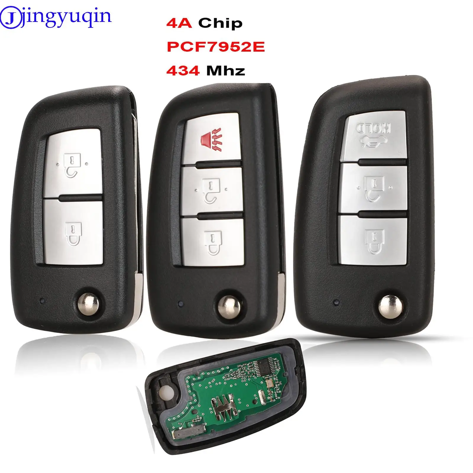 Jingyuqin 2/3 btn A Distanza di Vibrazione di Chiave Dell\'automobile 4A Chip di 434MHz Per Nissan Qashqai Rogue PCF7952E Originale Telecomando