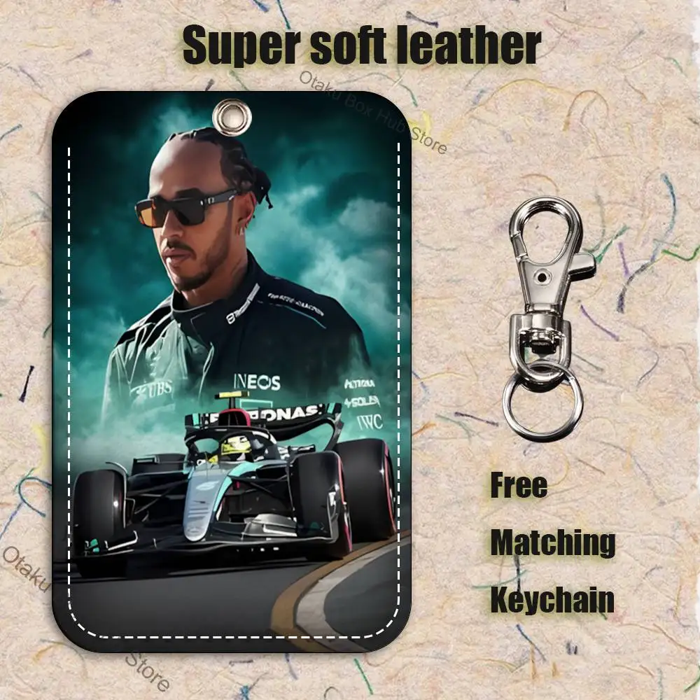 레이싱 44 L-루이스 H-해밀턴 홀더 키체인 은행 비즈니스 작업용 카드 홀더 학생증 보호 케이스 버스 카드