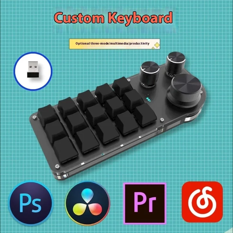 2024 Keyboard Designer Ps Da Vinci Shortcut Key Programmable Macro Definition Mechanical Wireless Bluetooth With Knob Gift