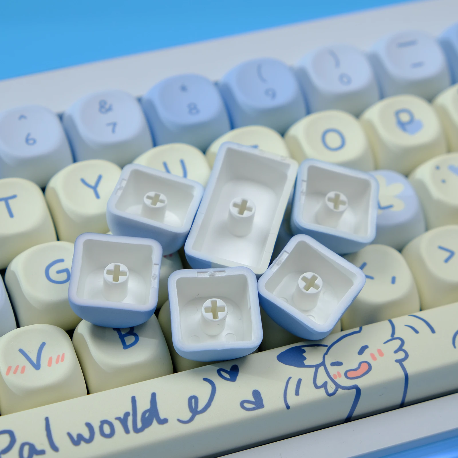 Imagem -05 - Kbdiy Palworld Anime Keycap Koa Perfil Side Pbt Sublimação Keycaps para Teclado Mecânico mx Bonito 140 Key Cap Set